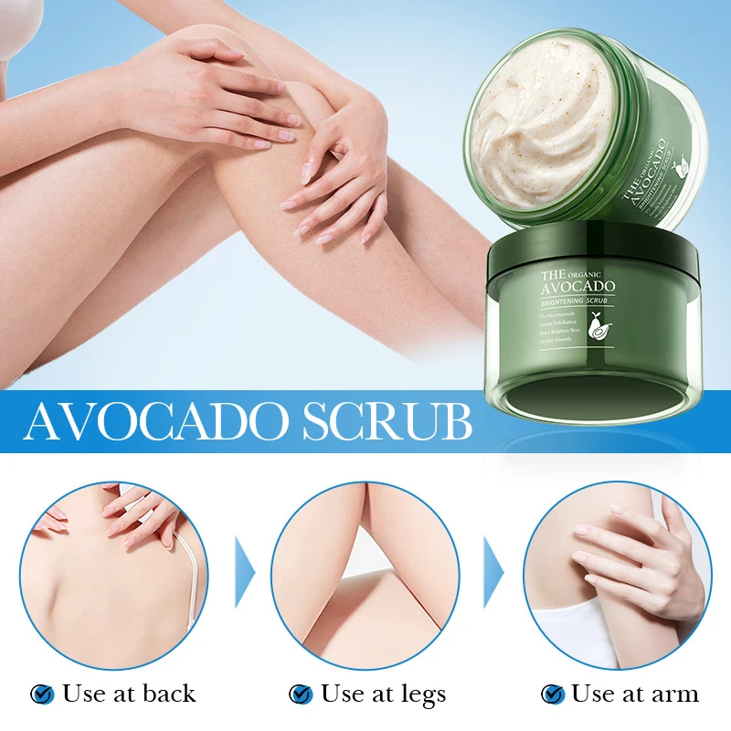 Wholesale Avocado Nicotinamide Body Scrub Organic Exfoliate Cleansing Brightening Dull Skin Body Scrubs For Women