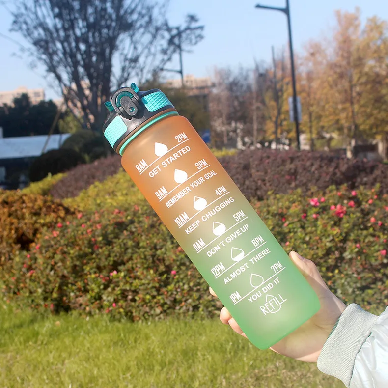 Fitness Time Maker 32Oz 1000Ml Motivational Water Bottle For Sport Clear Water Bottle Tritan Kids Drinking Bottles Tritan