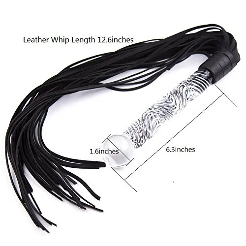 Sexual Bondage Whip SM Sexual Toy Leather Whip With Glass Pleasure Stick with Ball Tip - Sex Toys For SM Sex wholesale
