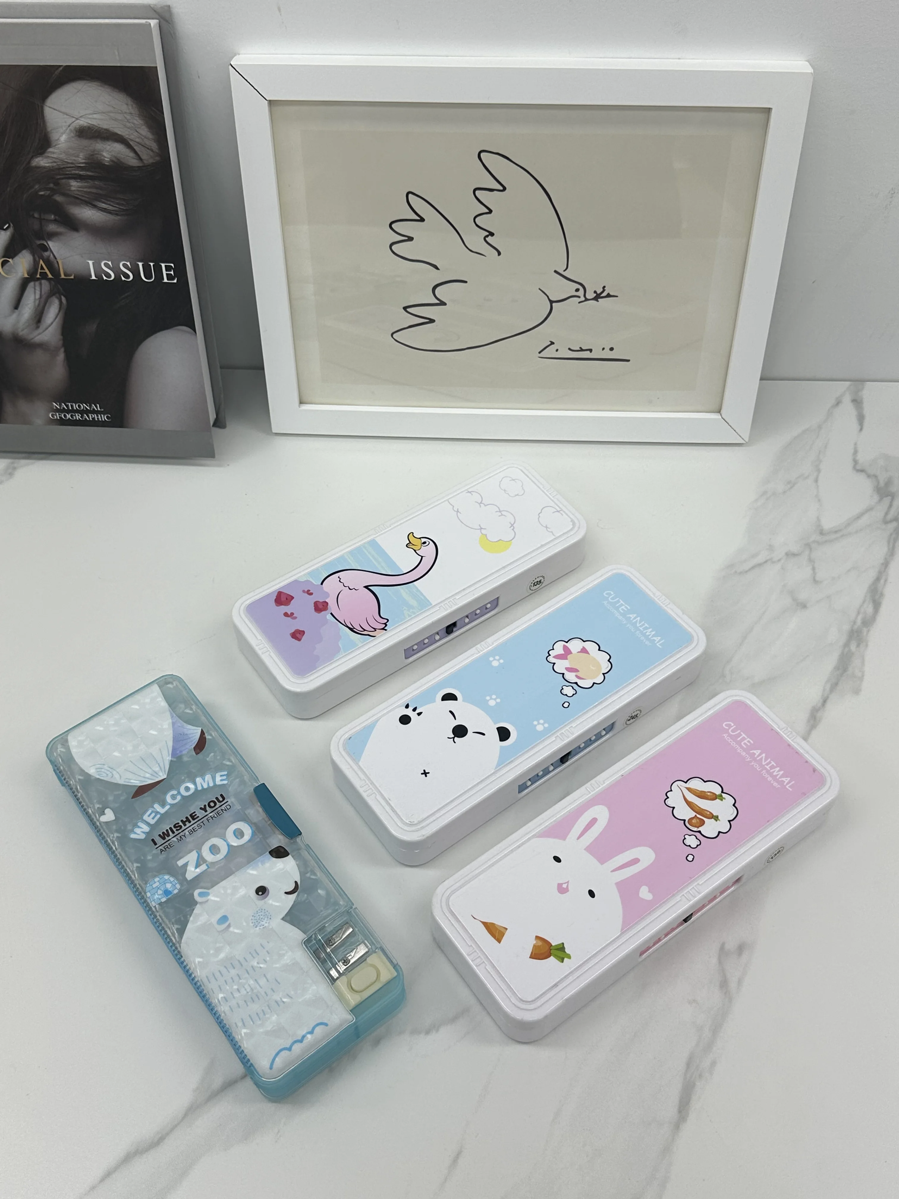 Plastic Cute Animal Multifunctional School Kids Pencil Case For Girls Kids