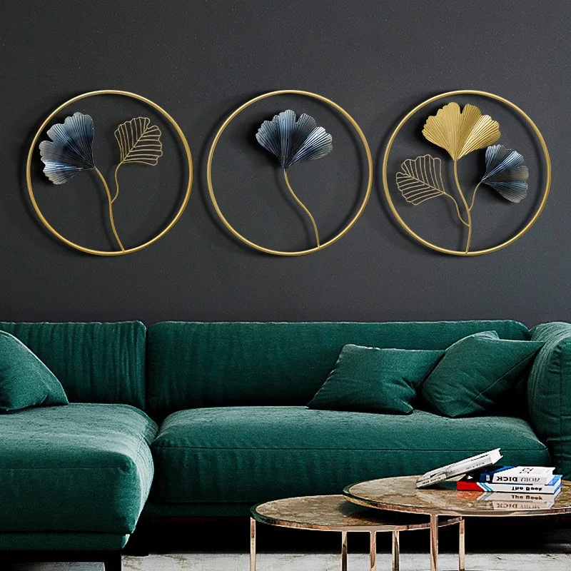 Modern Metal Ginkgo Leaf Wall Hanging Wall Porch Living Room Background Wall Decoration Light Luxury Decoration Pendant