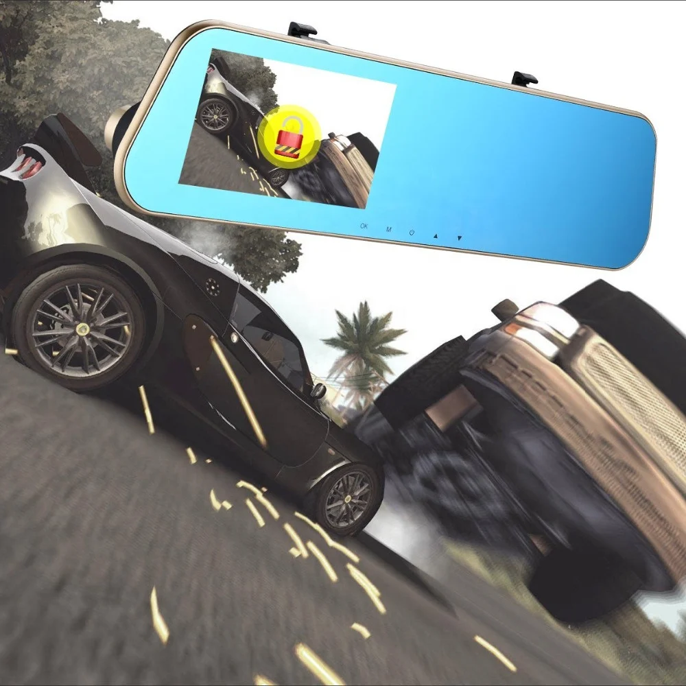 Wide angle HD Car DVR Camera Auto Digital Video Recorder Camcorder dual lens Rearview Mirror Dash cam