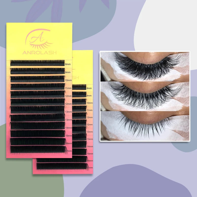Volume Individual Eyelash Extensions Adhesive Eyelash Strips M Curl Empty Lash Extensions Tray Silk Lash Extention Color Classic