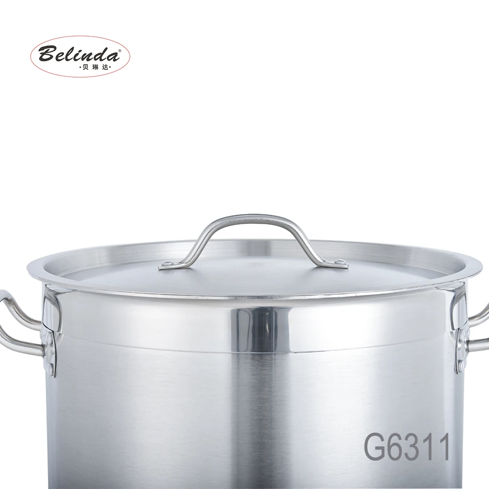 Induction Bottom Durable Restaurant Kitchen Stainless Steel Big Pots For Cooking