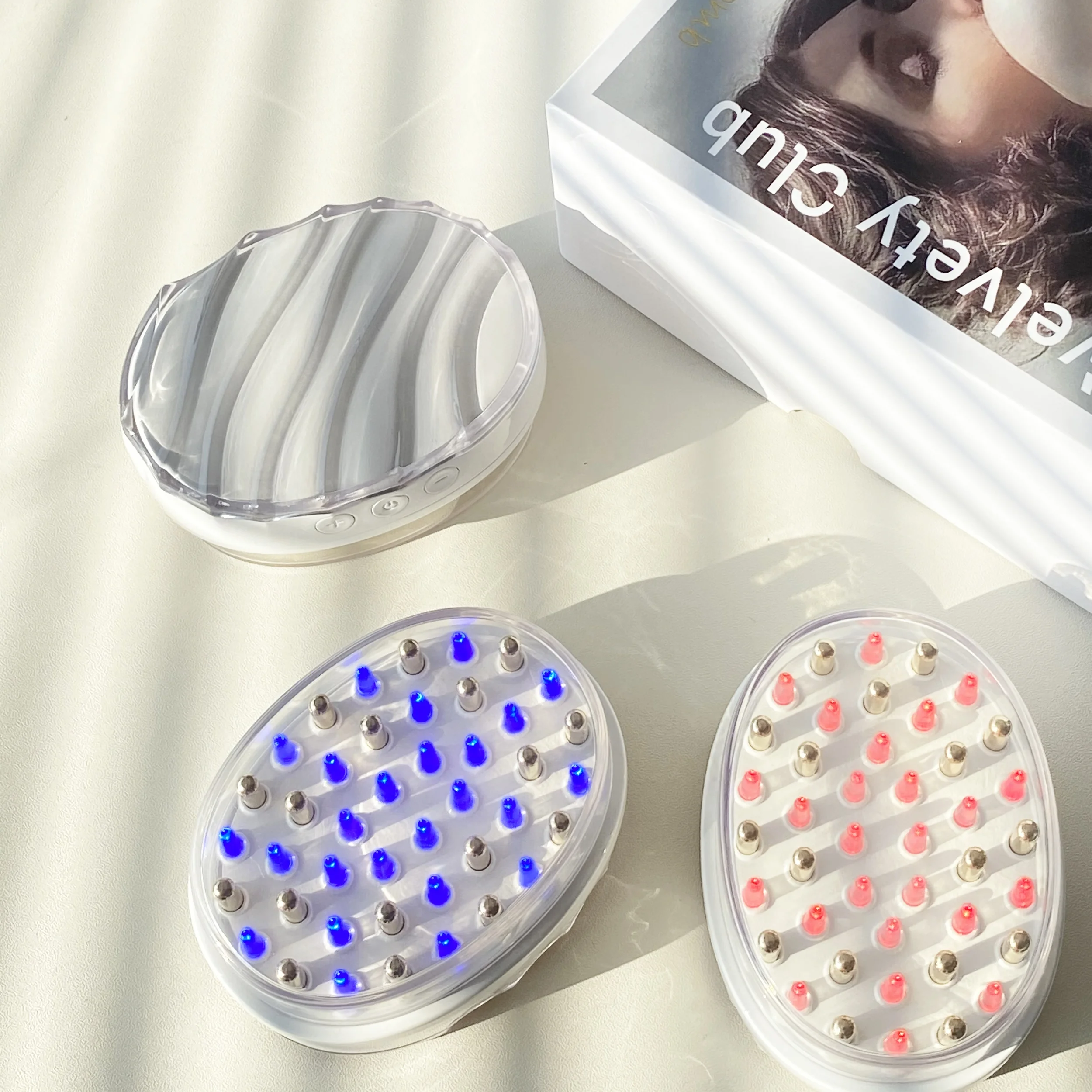 Home Red Blue Light Therapy Vibration Scalp Massage Brush EMS Anti Loss Hair Growth Massager Electric Massage Comb