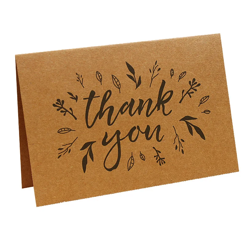 Wholesale Custom Printing Personalized Thank You Card Kraft Paper Holiday Small Business Greeting Cards with Envelopes