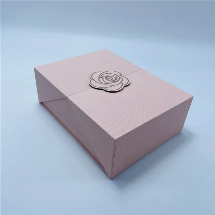 Double Door Recyclable Pink Magnetic Rose Shield Closure Candle Paper Packaging Box For Gift Set Perfume Packing