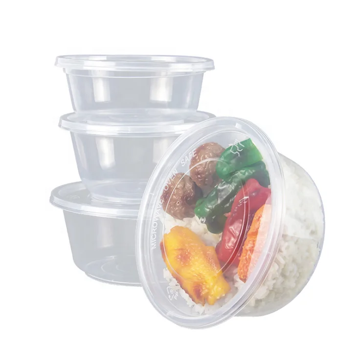 Custom PP plastic microwavable lunch box round and square disposable takeaway packaging meal box food containers