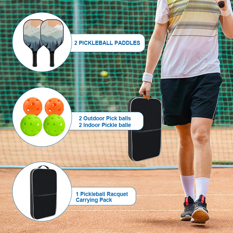 Wood pickleball paddle custom logo 9-ply Wooden Pickleball Rackets with custom package or bag