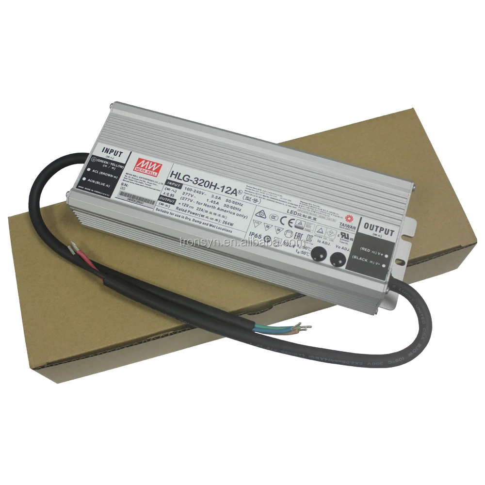 Meanwell Authorized HLG-320H-12A 320W 12V PWM Dimmable IP67 Waterproof Constant Current LED Driver