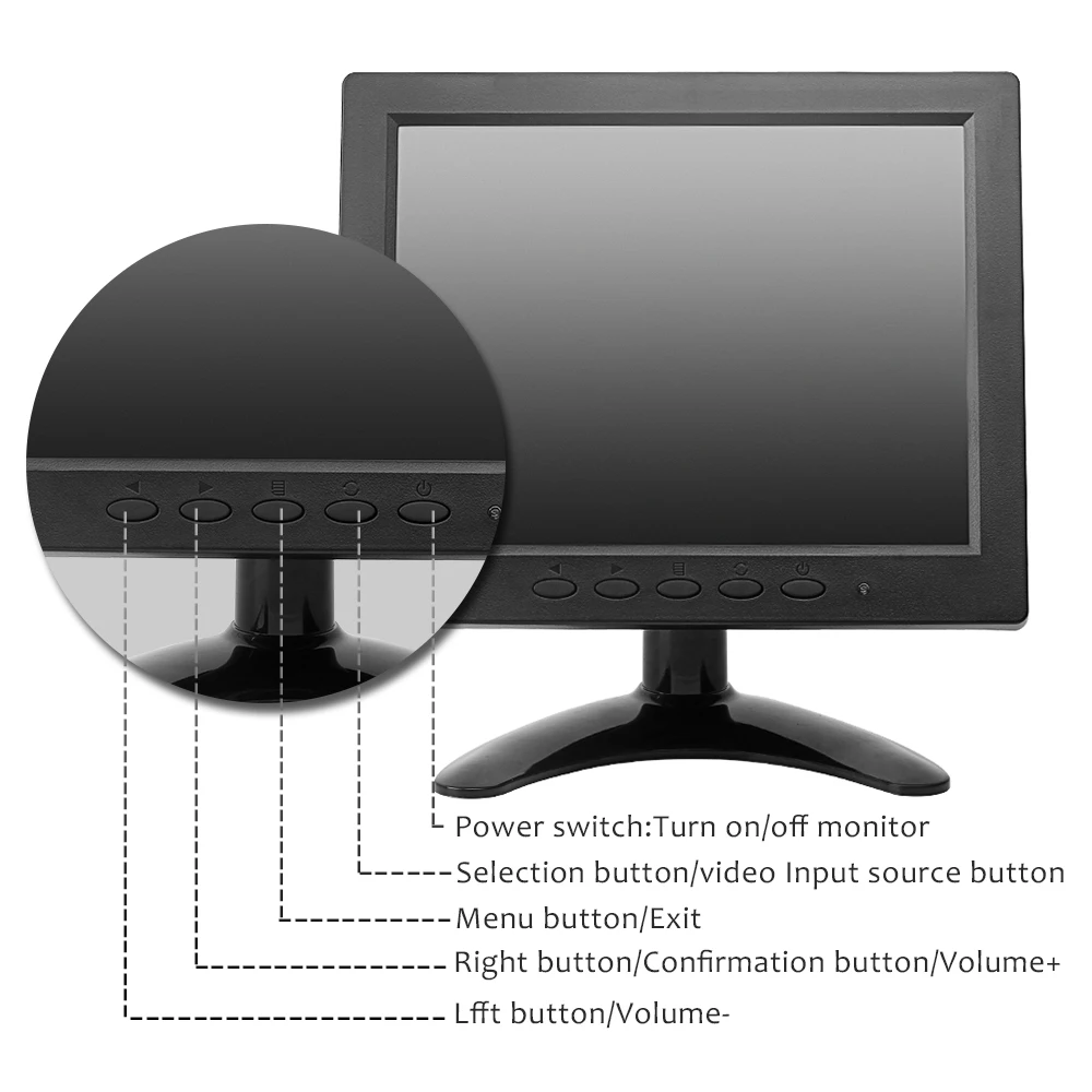  Usb 8 дюймовый ЖК-монитор Cctv Full Hd Автомобильный настенное крепление Емкостное касание монитор с сенсорным
