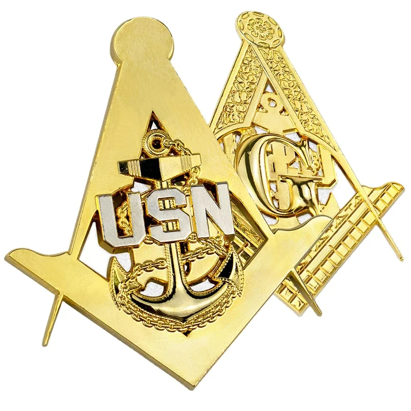 Wholesale Personalized Decoration Souvenir Zinc Alloy Gold Brass Plating  Lapel Soft Enamel Masonic Pin Badge