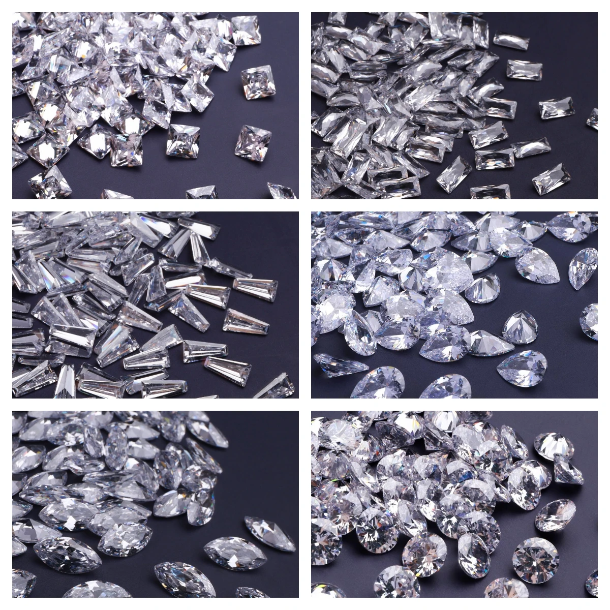 Wholesale Custom Sparkling Loose Ring Size Reference White Cubic Zirconia Stone Diamond Carat Size Chart For Custom Cloths Shoes