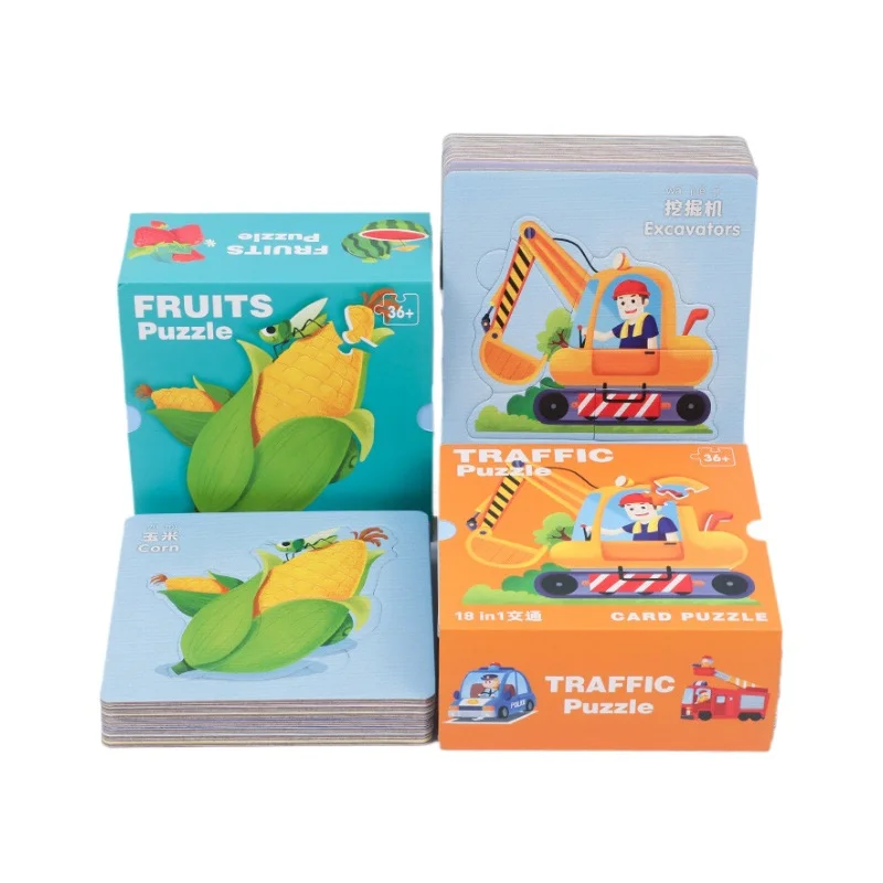 2024 Montessori Paper Cartoon Animal 3D Jigsaw Puzzle Toys Baby Educational Learning Puzzles Enlightenment Cognitive Card