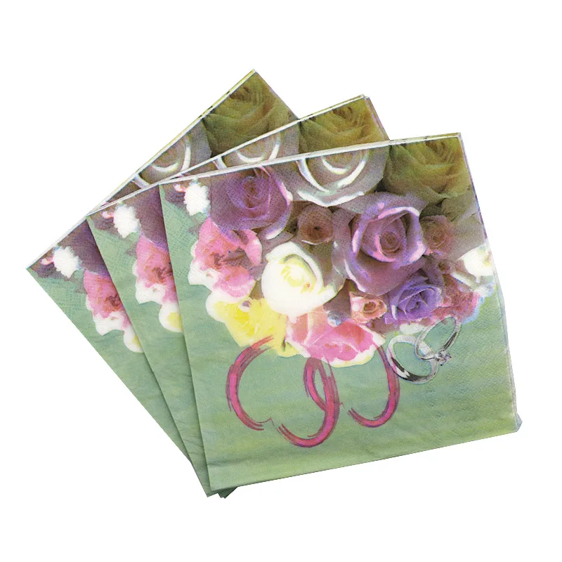 Супер качество Virgin (не подвергавшиеся химическому воздействию), целлюлозно-2 слоя 13 GSM одноразовые партии свадебное рестораны Подгонянные бумажные салфетки