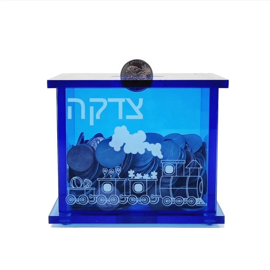 Judaica Tzedakah коробка акриловая витрина с печатным дизайном