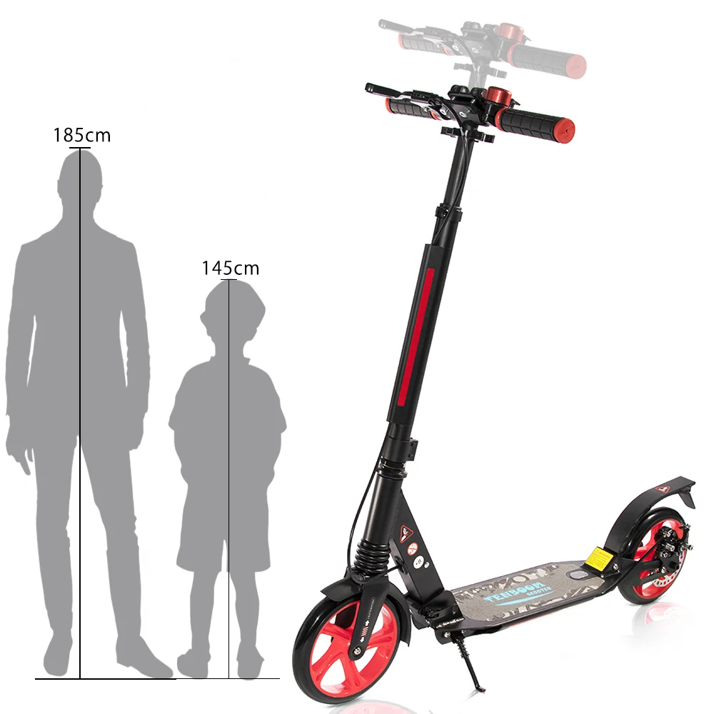 Adult Scooter with Rear Break Adjustable Handlebars Big Wheels Shock Absorption - Folding Sport Kick Scooters for Teens Boys