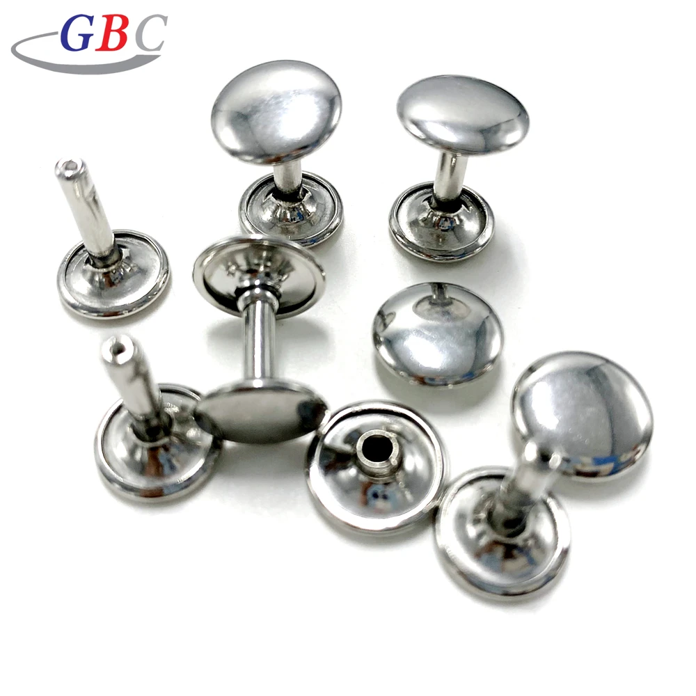 Factory price 304 stainless steel double cap leather rivet fasteners
