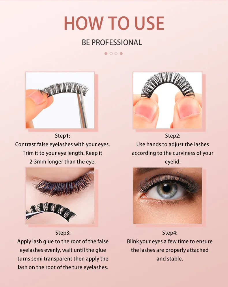 Applicator Eyelashes Manufacturers Magnetic Segment Curler Container Wholesale Human Hair Self-adhesive False Eyelashes