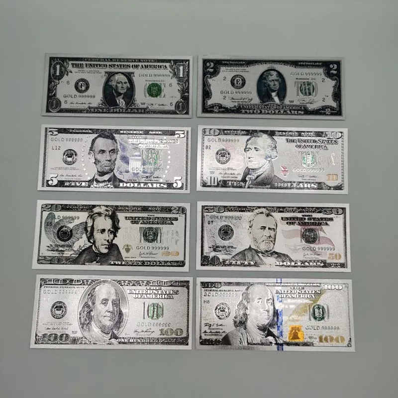 Hotselling waterproof silver foil banknotes  money gold foil banknote  24k gold foil dollar bill banknotes