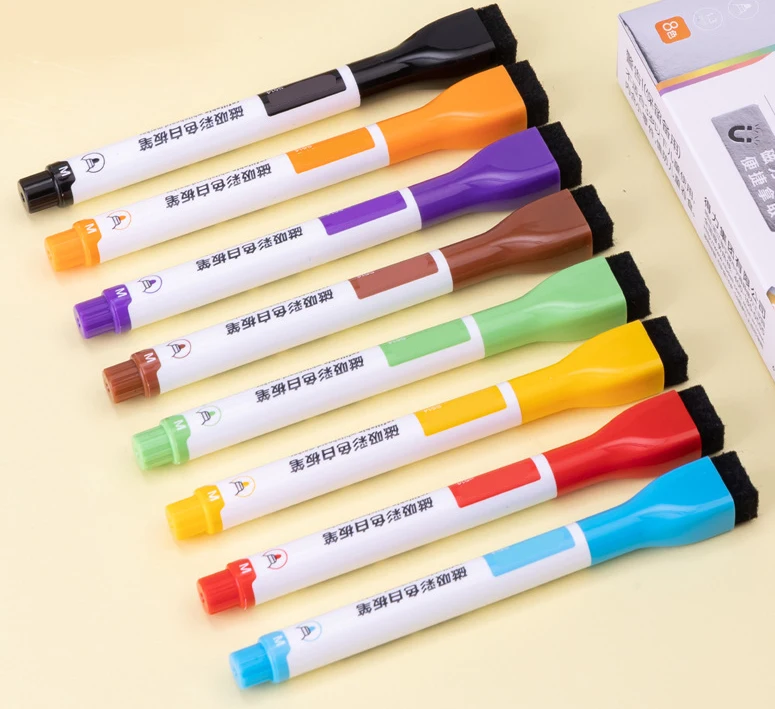 Top quality long life usage vivid color smooth writing strong neodymium magnet dry erase pen