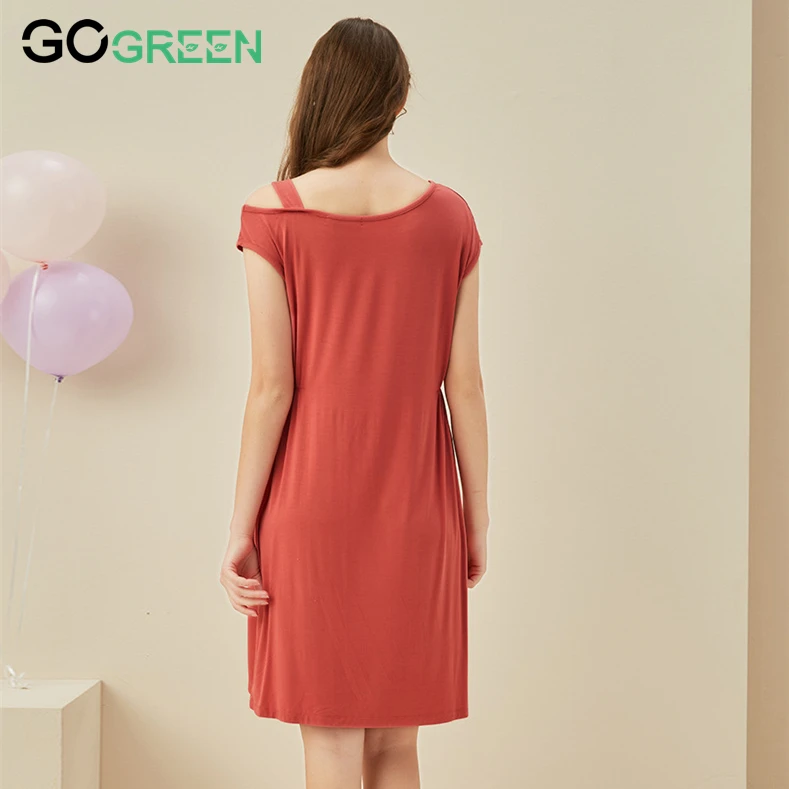 Custom Summer Oversized Sleepwear Recycled Bamboo Pajama Soft Pajamas Plus Size Bamboo Fiber Bare Shoulder Nightgown