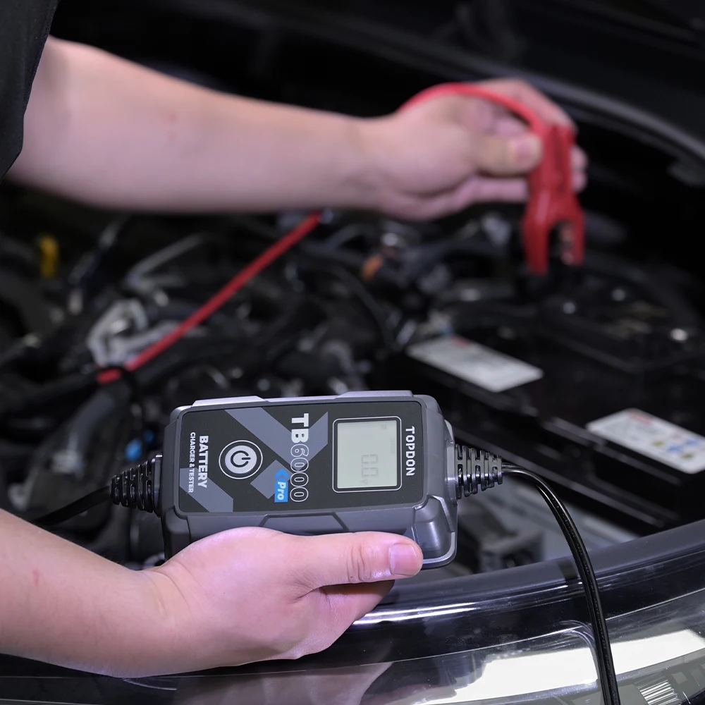 TOPDON New Design TB6000 Pro 12v 6a Intelligent Smart Car Motorcycle Battery Charger With Lcd Pulse Repair For Auto Motorcycle