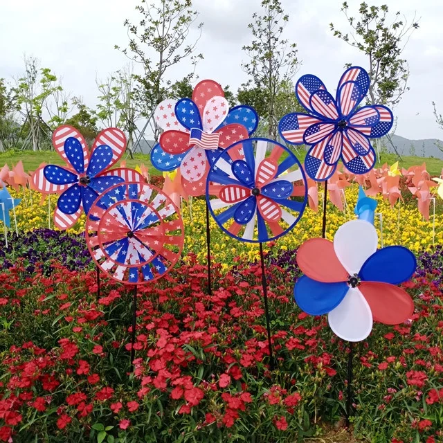 Wholesale artificial handmade American flower pinwheel windmill