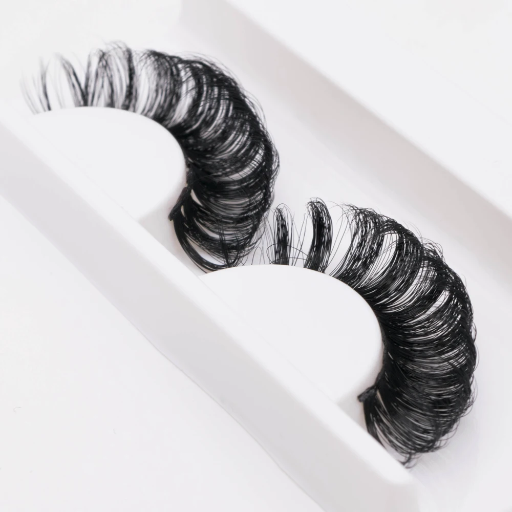 cruelty free vegan russian lashes DD curl wink winged eyelash extensions extra curly d curl mega volume strip lashes