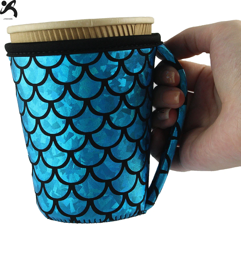 Customized Reusable Insulated Neoprene Iced Coffee Beverage Sleeves Cold Drink Cup Holder