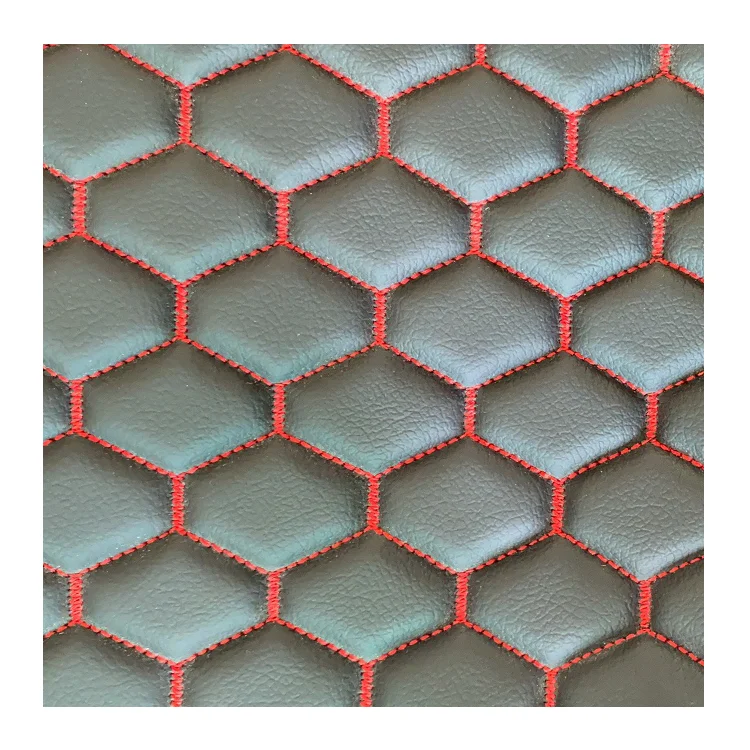 1.6M Embroidery Quilted Diamond Stitching Leather 5.0MM polyurethane Foam For Car Seat Cover PVC Synthetic Leather