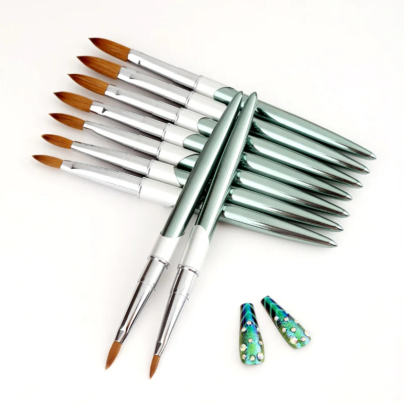 Набор акриловых кистей Kolinsky для ногтей, чистые 100%, Kolinsky, гелевые кисти для ногтей 2, 4, 6, 8, 10, 12, 14, 16, 18, Пользовательский логотип