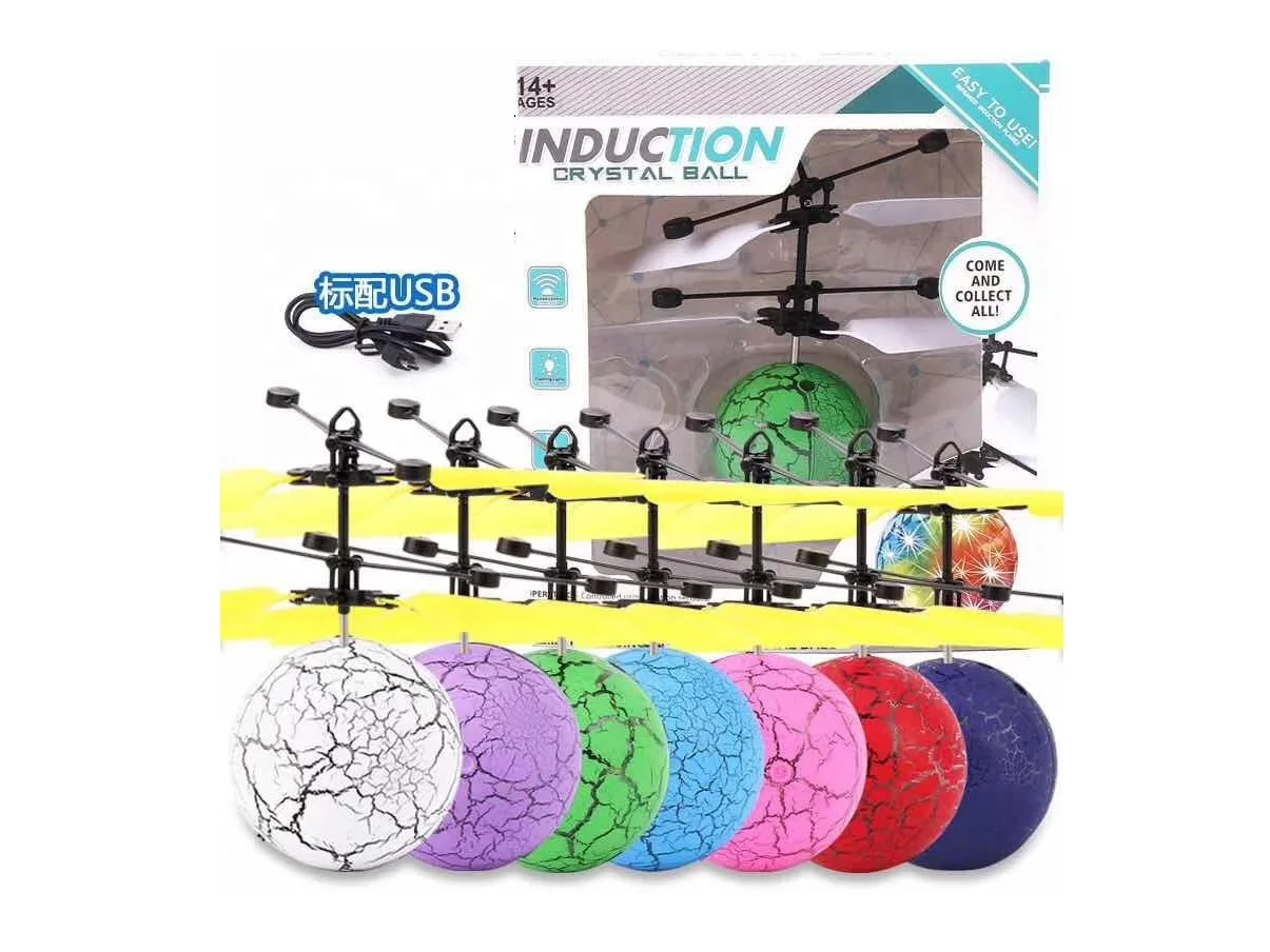 Flying Ball Toys LED RC Toy for Kids Rechargeable Light Up Mini Drone Infrared Induction Helicopter Remote Controller