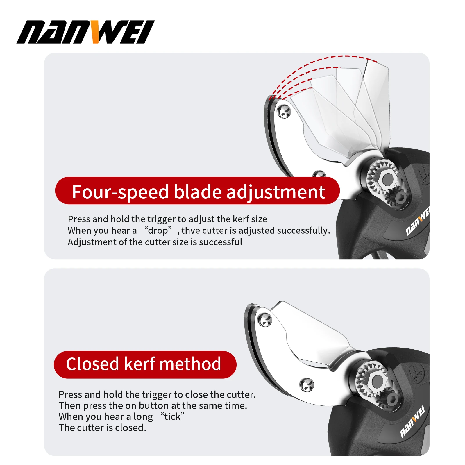 NANWEI Cordless Brushless Scissors 32mm water pipe Cutting hose cutter water line pipe shear power tools handheld plastic tube