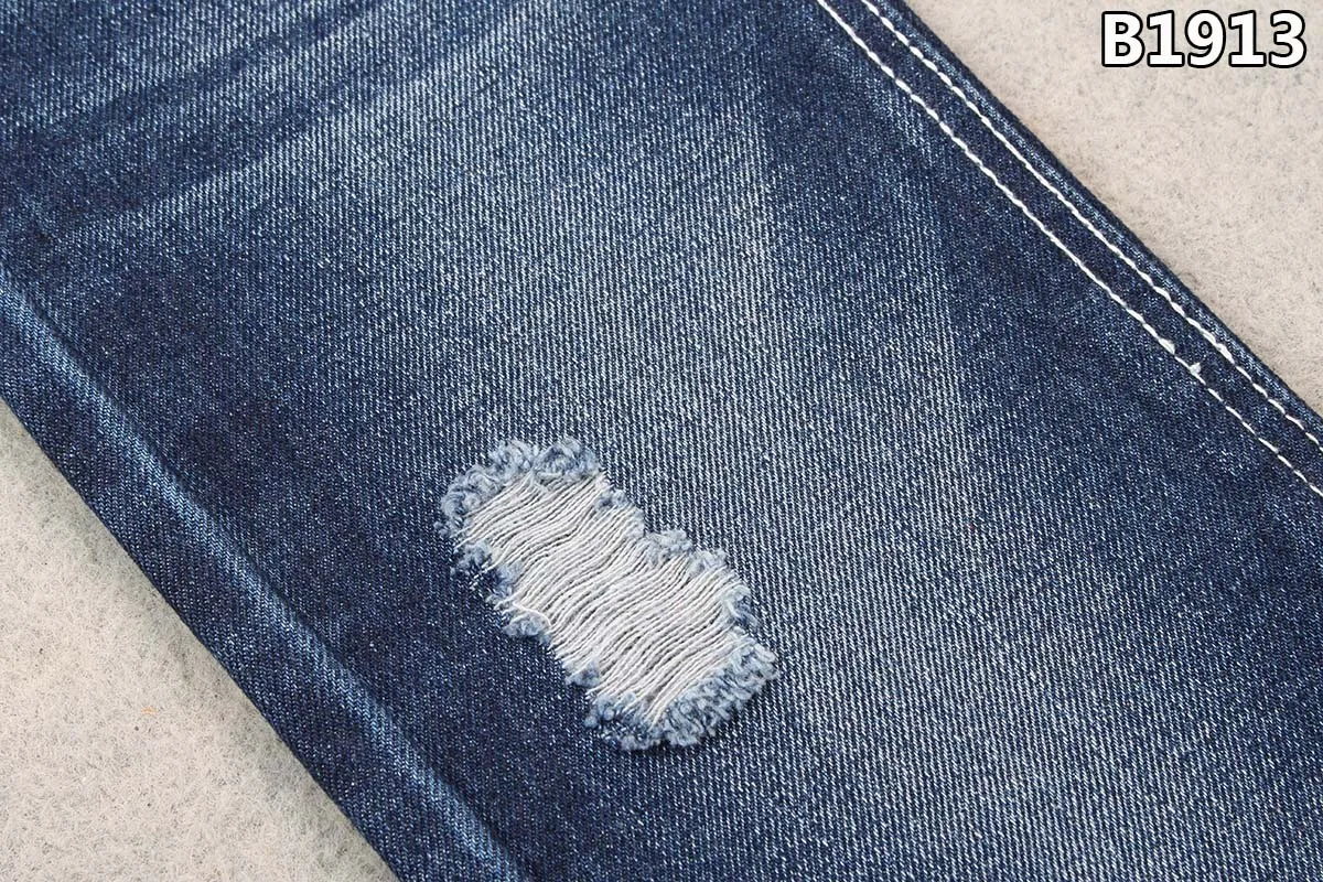 13.5oz traditional denim fabric indigo blue cotton polyester TC jeans fabric for men jeans