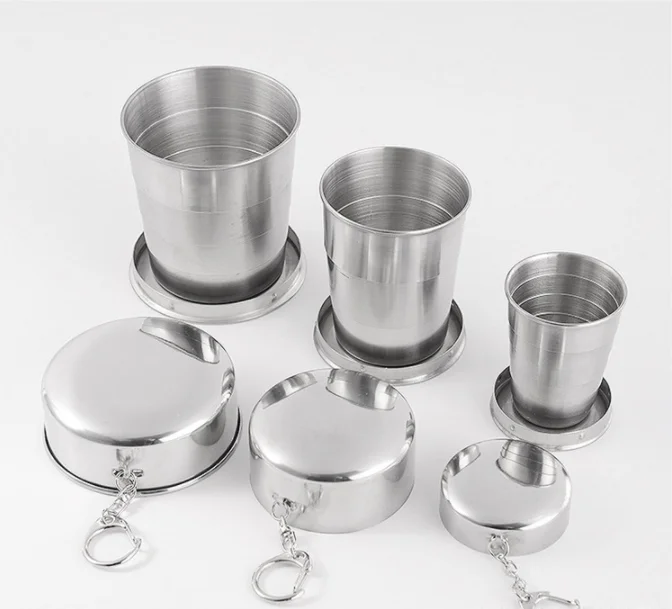 Professional manufacturer of portable stainless steel folding cup / outdoor telescopic key
