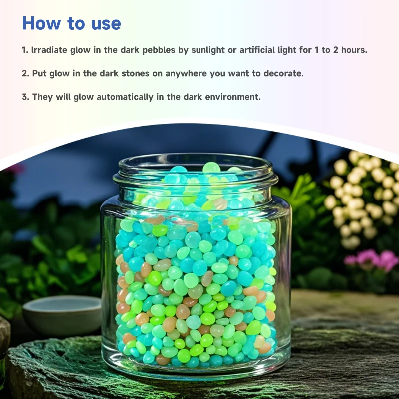 3-6 cm Natural Glow-in-the-Dark Stones Various Colours with Contrasting Effect
