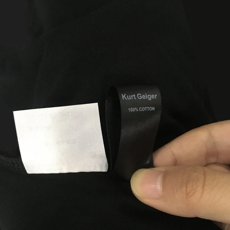 Black Wash Label Custom Personalized Logo Printed Label Wholesale High Quality Taffeta Wash Care Label