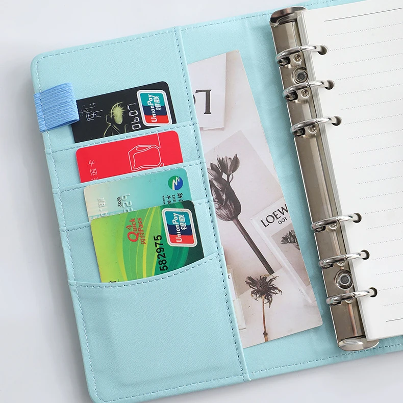 PU leather money binder organizer a6 a5 6 ring folder cash saving envelope budget binder with pocket holder