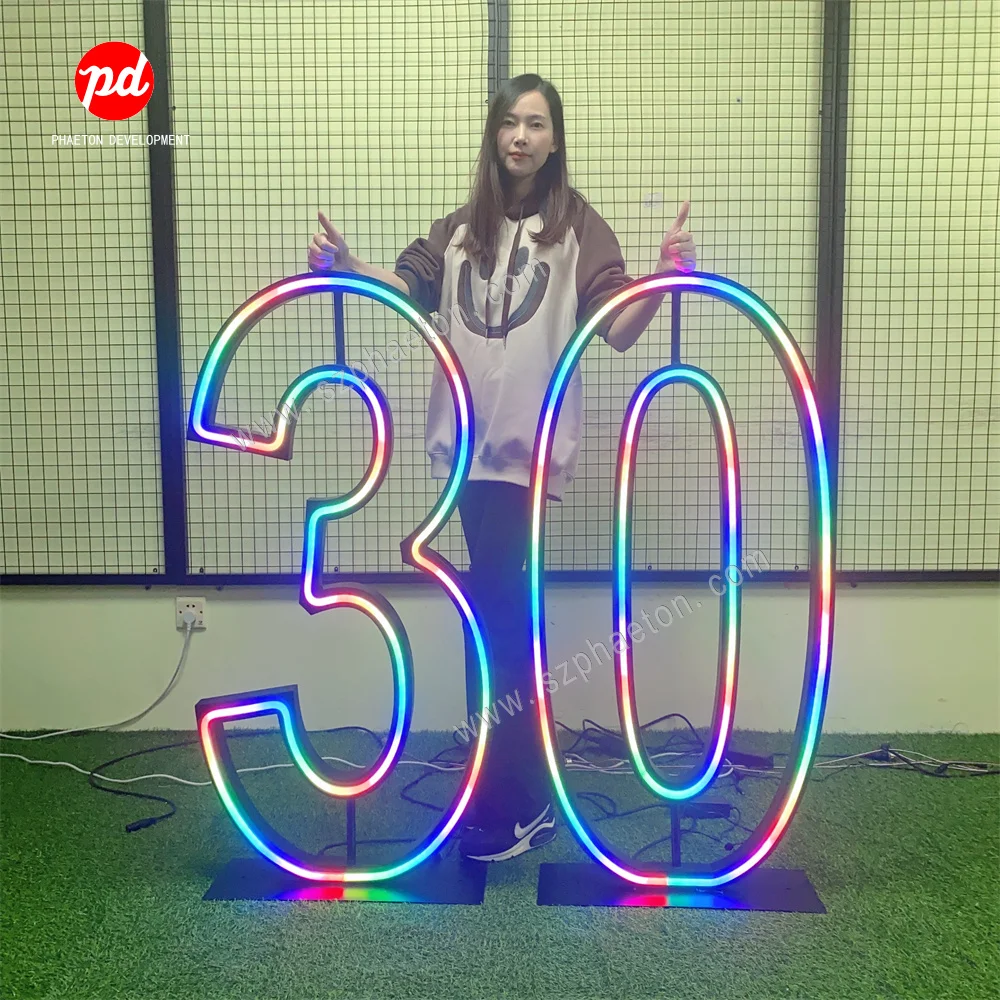 18-я 21-я 30-я поставка для вечеринки по случаю Дня Рождения 4-футовый стоячий Стальной Шатер светодиодная неоновая вывеска с номером для украшения дня рождения товары для вечеринки
