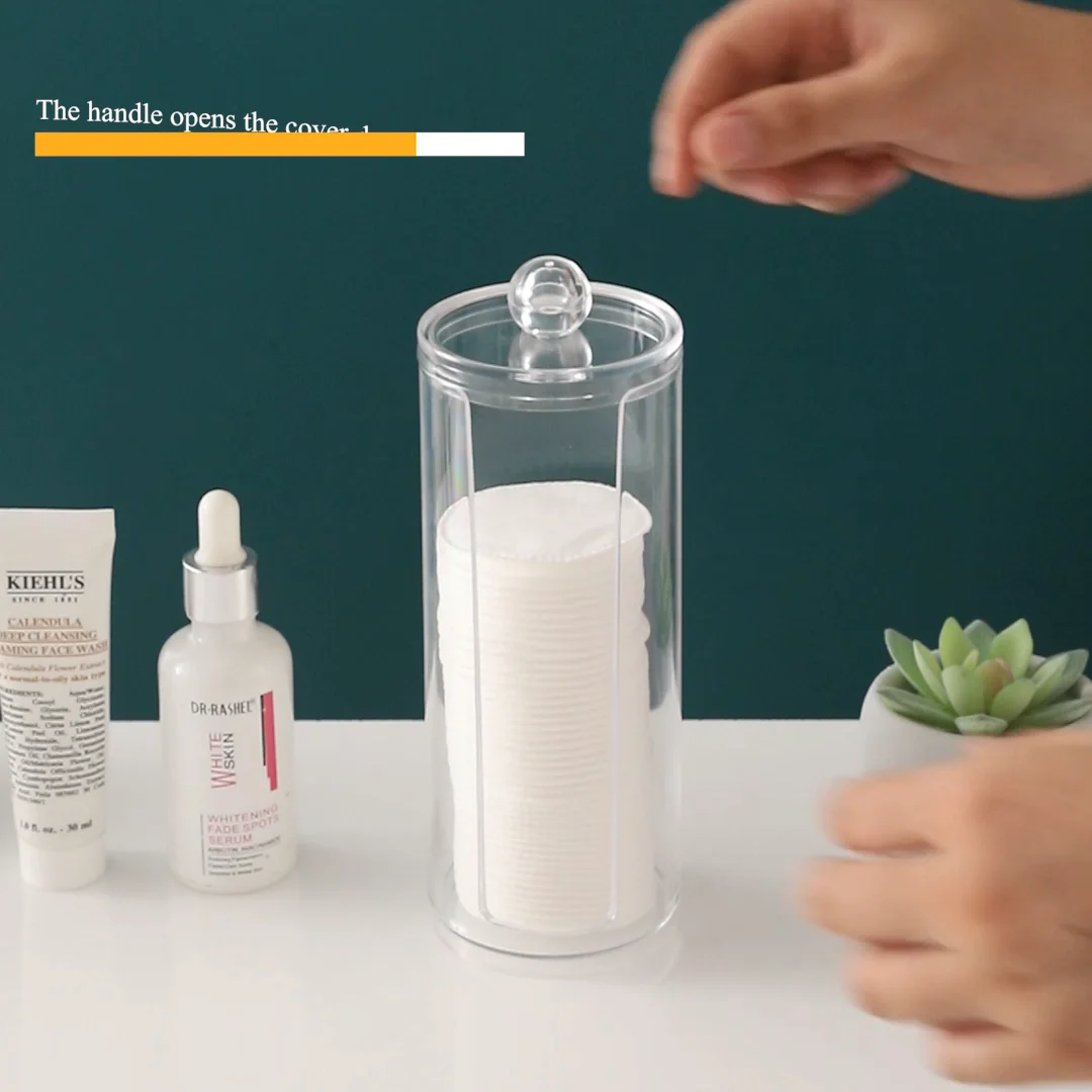Clear Acrylic Cosmetic Container Makeup Holder Organizer Cotton Pad Dispenser