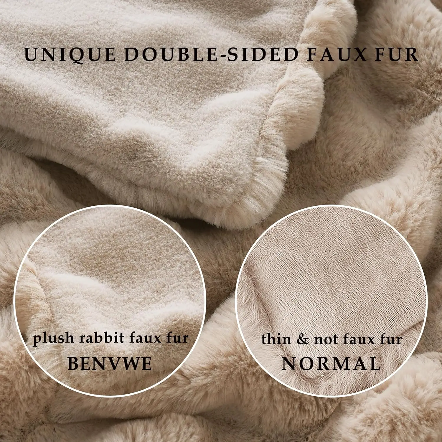 Super Comfort Oversized Warm Thick Bubble Plush Rabbit Faux Fur Blanket,Luxury Faux Rabbit Fur Blanket