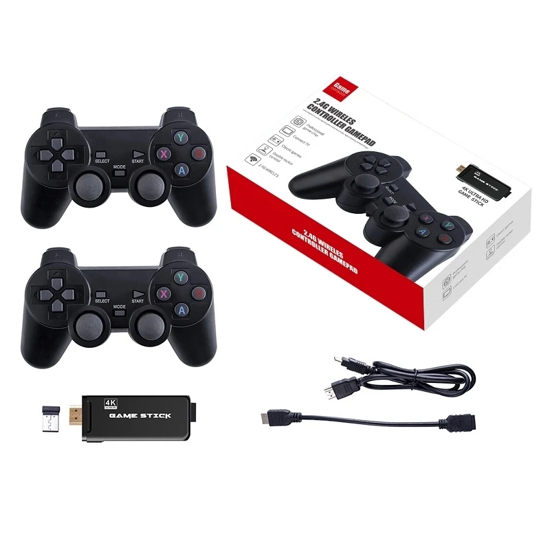 USB Wireless Console Game Stick 2.4G Wireless Gamepad Output Dual Player Built in 3500 Classic Game U8 Bit Mini Retro