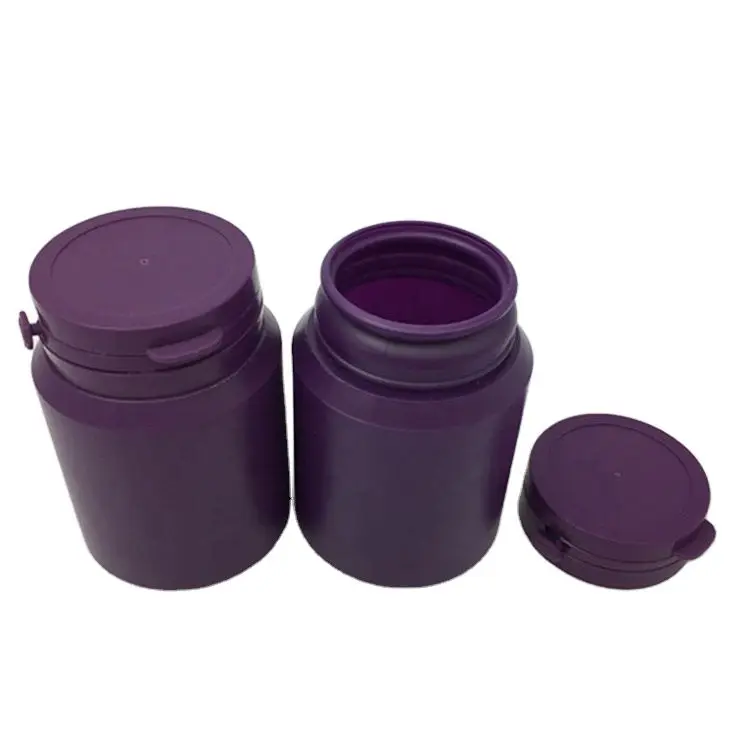 Plastic HDPE 60cc 100cc 200cc Capsule Black Medicine Bottle for Pill with Tear off Lid