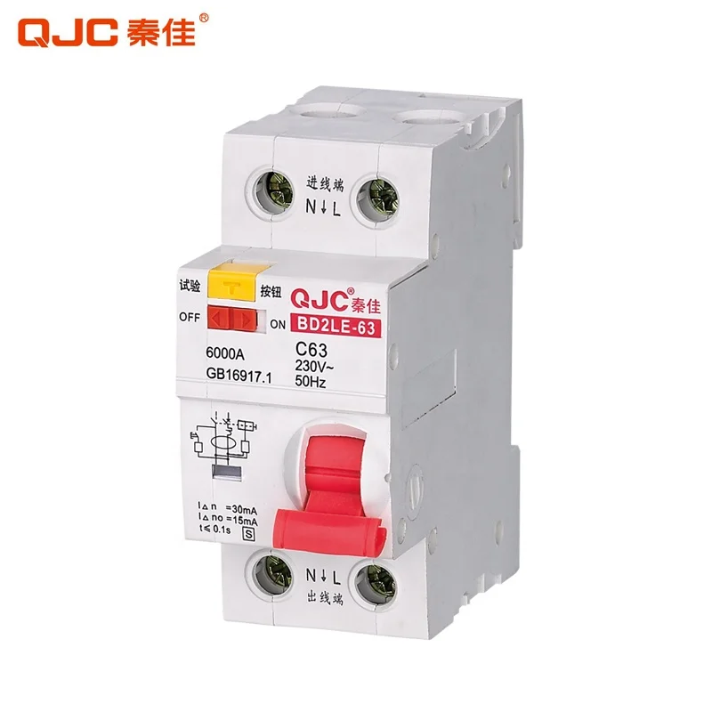  QJC оптовая продажа I Type BD2LE-63 Mini RCBO 2P