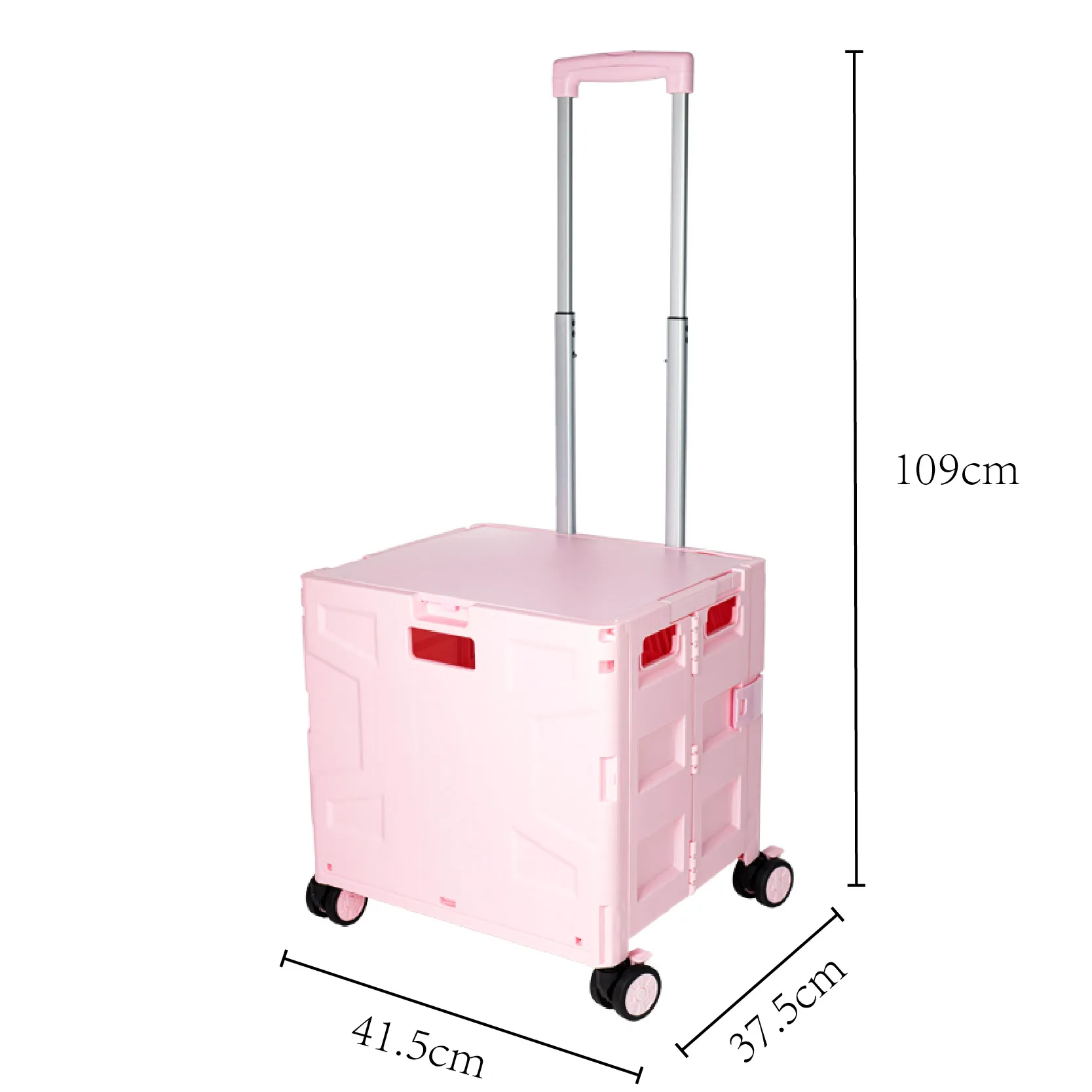 Quick Cart Collapsible Rolling Crate Wheels Foldable Basket Capacity Heavy Duty Plastic Sit Folding 80lbs Carton Customized 77mm
