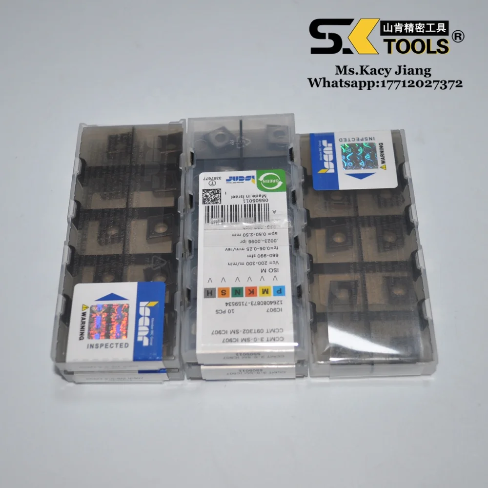 Original Iscar CNC Single-Sided Turning Inserts CCMT 09T302-SM IC907 for Semi-Finishing and Finishing on Soft AllMaterials and