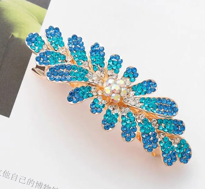 Модные стразы, листья, заколки из цинкового сплава, позолоченные заколки, аксессуары для волос, Оптовая продажа FJ03A