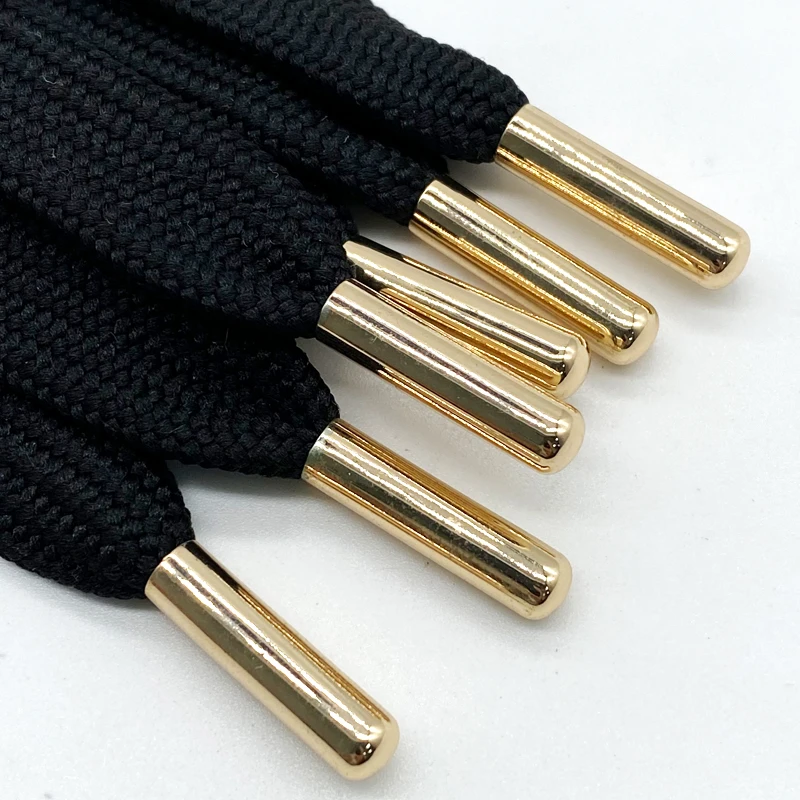 wholesale high quality hoodie flat cotton drawcord cord with Custom aglets drawstring cord for sweatpants