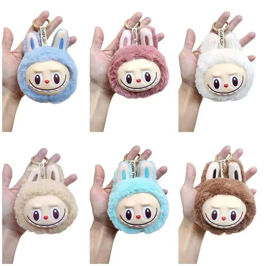 Ruunjoy 2024 New Sale Anime Labubu Sitting 2nd Generation Little Head Model Toy Cute Monster plush Keychain Toy Birthday Gifts